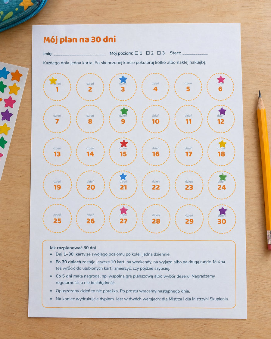 Plan na 30 dni z naklejkami