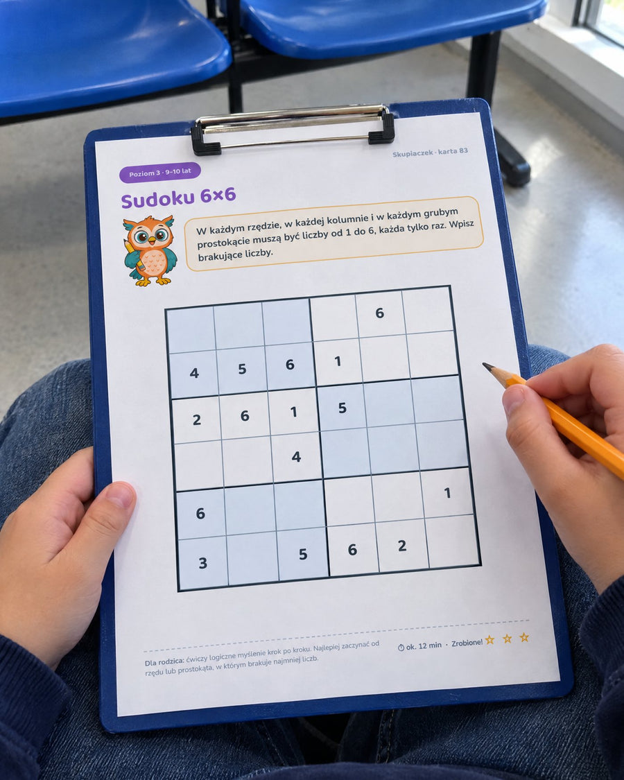 Karta Sudoku 6x6 w poczekalni